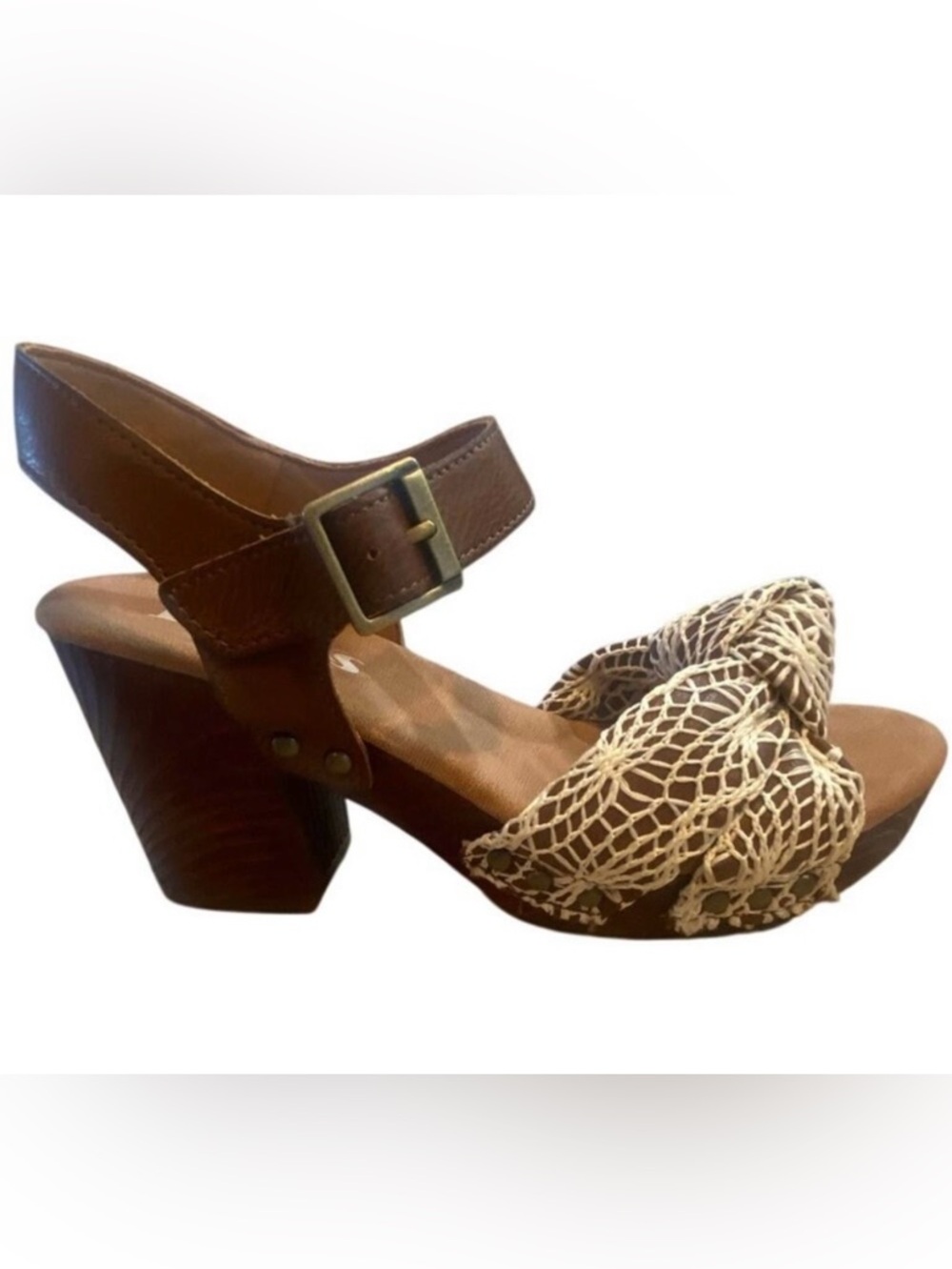 Korks Crochet Block Heel Sandals Women 7
Brown Ankle Strap Boho Shoes - Picture 2 of 8